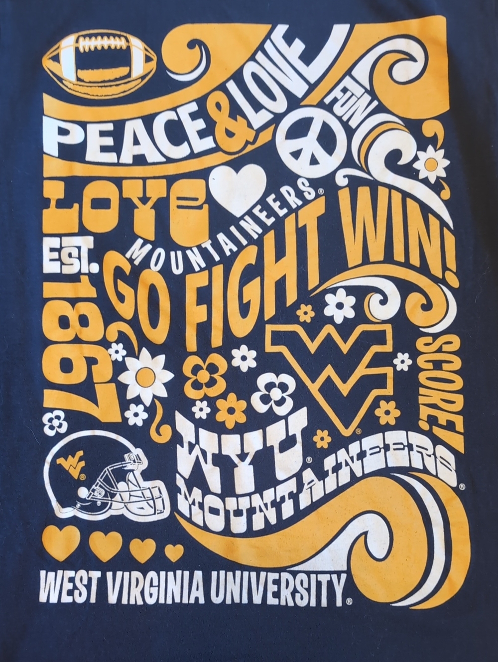 Youth Large Navy & Gold WVU Mountaineers Football Graphic Long Sleeve Tee